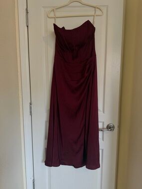 David’s Bridal - Signature Strapless Wine Bridesmaid Dress